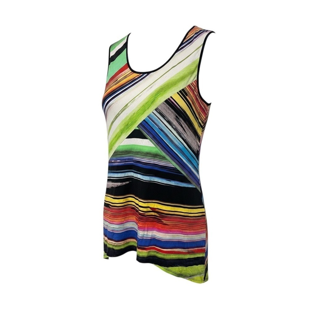 Joseph Ribkoff Multi Color Abstract Stripe Sleeveless Tunic Top 25347 Medium